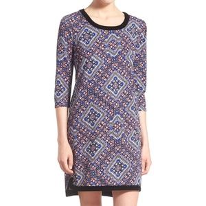 🔥Love Fire Velvet Trim Detail Print Shift Dress